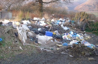 Fly-tipped rubbish in the countryside