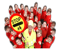 School crosser with children
