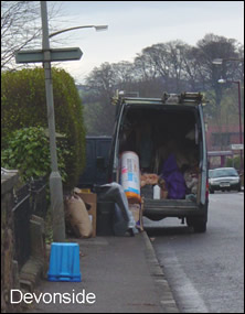 Obstructed footway at Devonside